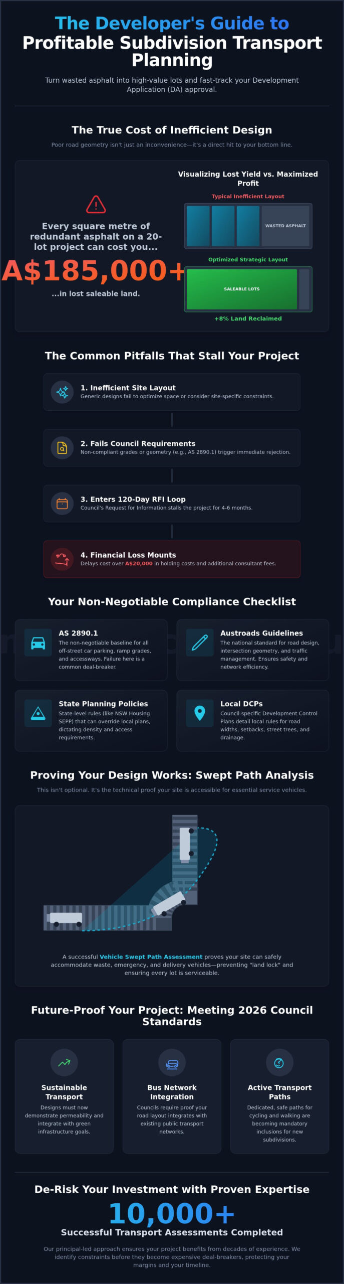 Expert Transport Planning For Residential Subdivision A Developers Guide To Council Approval In 2026 Infographic | ML Traffic Engineers Expert Transport Planning for Residential Subdivision: A Developer’s Guide to Council Approval in 2026