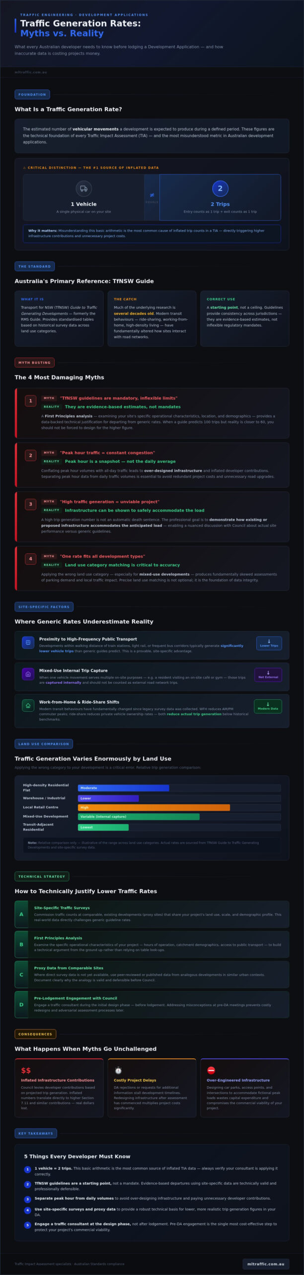 Common Misconceptions About Traffic Generation Rates In Australian Developments Infographic | ML Traffic Engineers Common Misconceptions About Traffic Generation Rates in Australian Developments